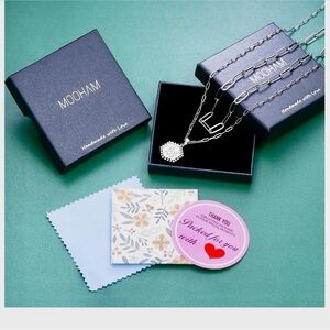 M MOOHAM Silver Necklaces for Women Overlaying Hexagon Letter Initial G charm